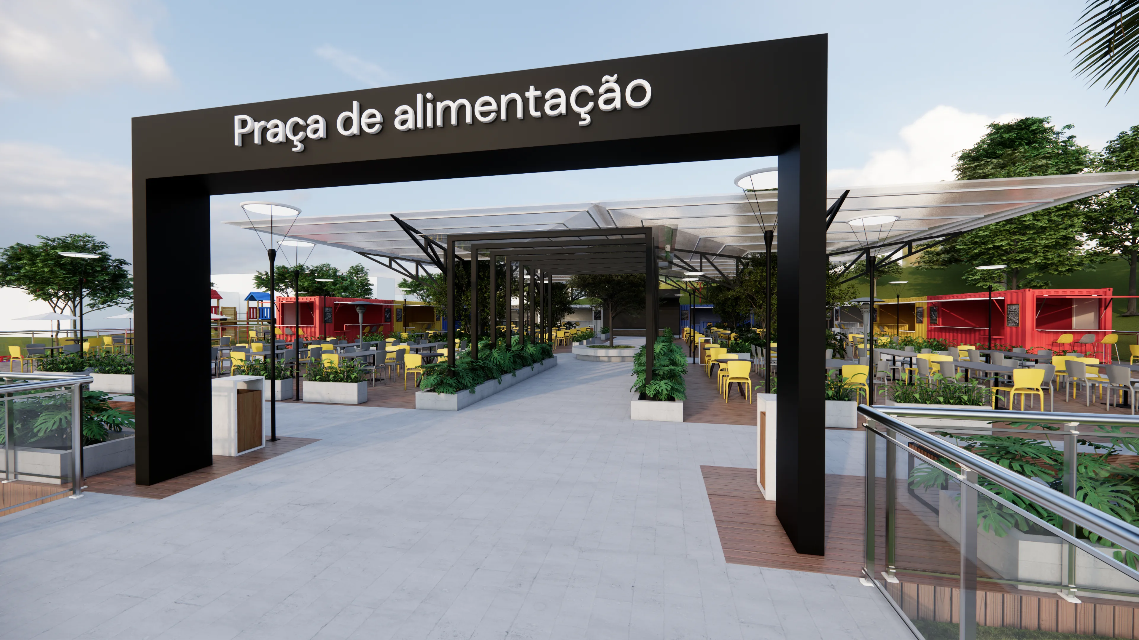 Cobertura metálica — vista interna